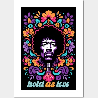 tshirt mug, sticker, print,  Jimi Hendrix song floral style "Bold as Love" Posters and Art